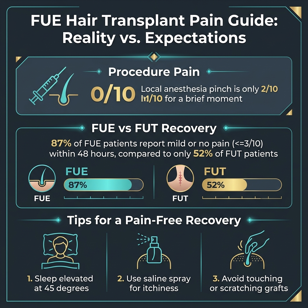 Infographic - How Much Does FUE Hair Transplant Hurt? Reality vs. Expectations