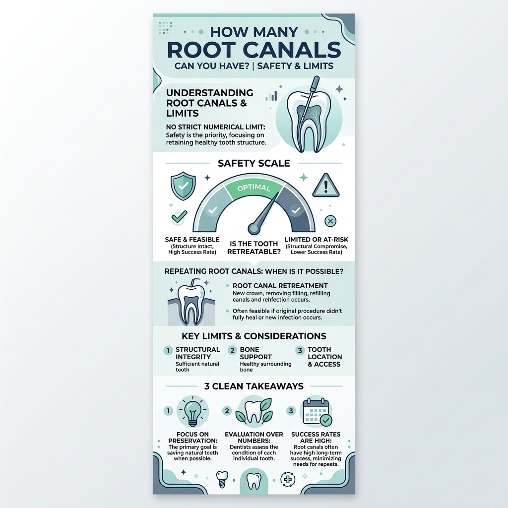 Infographic - How Many Root Canals Can You Have? Safety & Limits (2026 Guide)