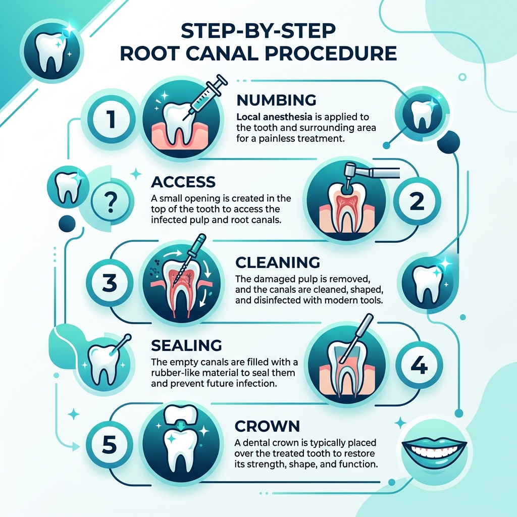 Infographic - How a Root Canal is Done Step by Step: 2026 Patient Guide