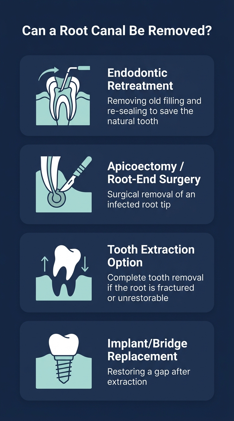 Infographic - Can a Root Canal Be Removed? Retreatment vs. Extraction Guide