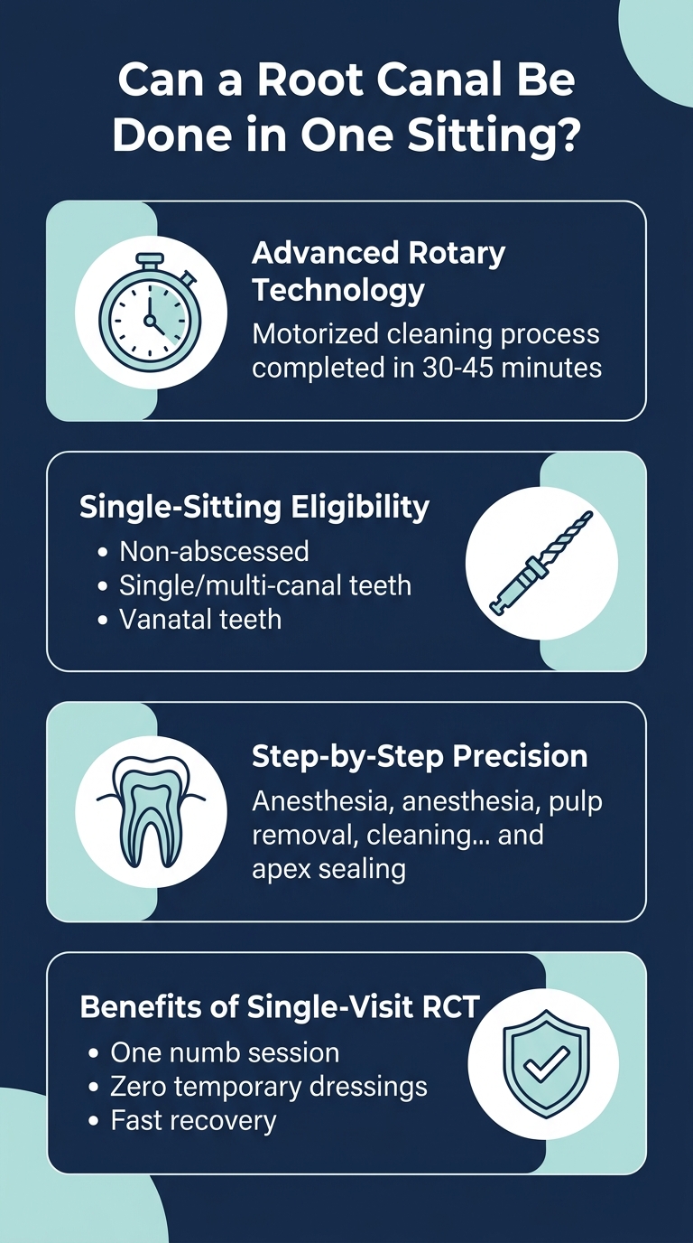 Infographic - Can a Root Canal Be Done in One Sitting? Single-Visit RCT Guide