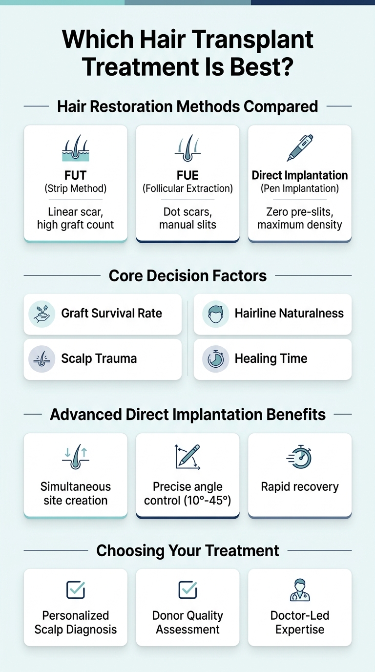 Infographic - Which Hair Transplant Treatment Is Best? FUT, FUE & Advanced PFI Compared