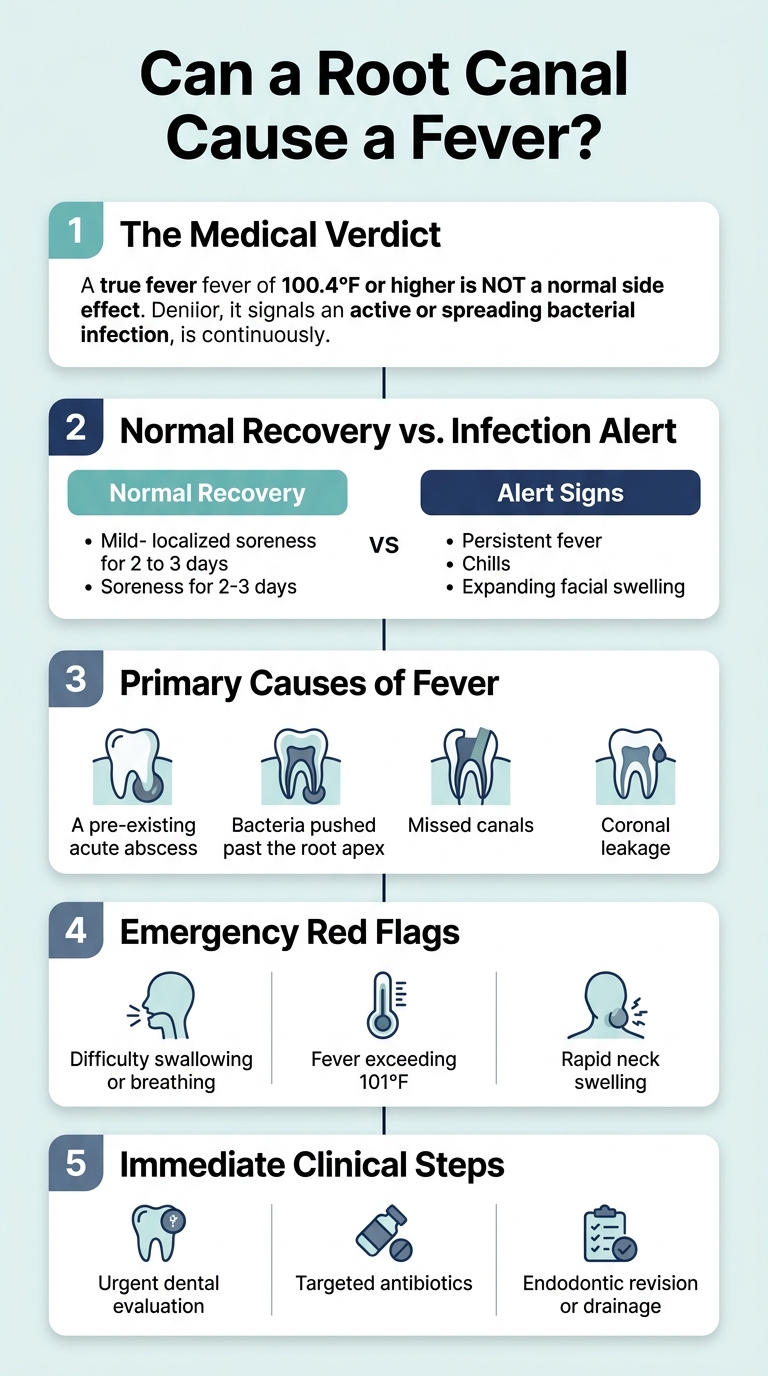 Infographic - Can a Root Canal Cause Fever? Normal Symptoms vs. Infection Warning Signs