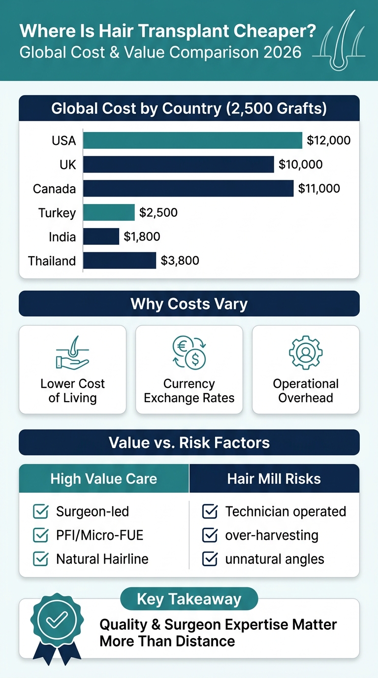 Infographic - Where Is Hair Transplant Cheaper? Global Cost & Value Guide 2026
