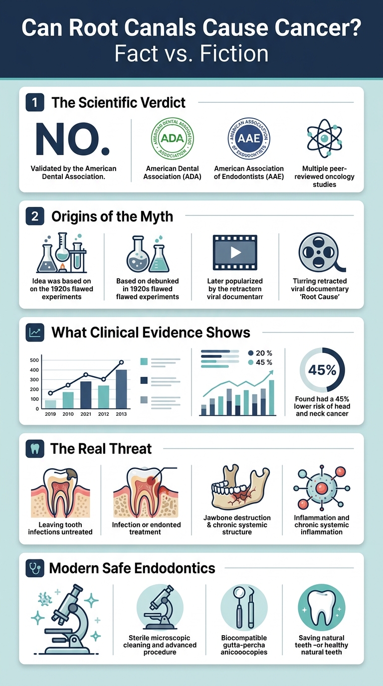 Infographic - Can a Root Canal Cause Cancer? What Reddit, Science & Dentists Really Say